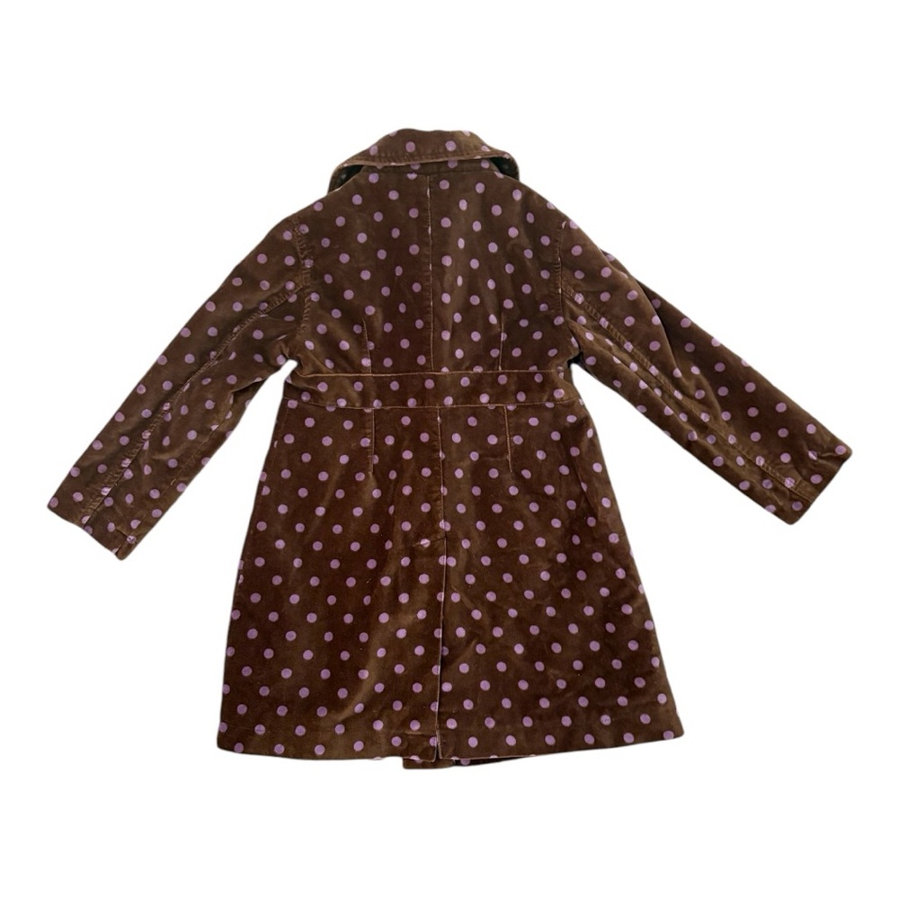 Mini Boden Brown Coat with Purple Polka Dots - Picture 2 of 5